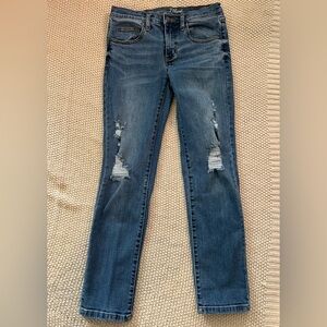 Universal Thread Dark Blue Distressed Straight Leg Jeans